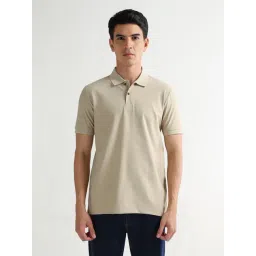 Arrow New York Beige Cotton Regular Fit Texture Polo T-Shirt-picture-13