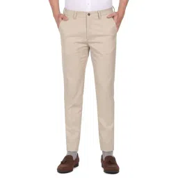 Arrow New York Beige Slim Fit Trousers-image-23