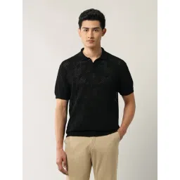 Arrow New York Black Cotton Regular Fit Texture Polo T-Shirt-picture-25