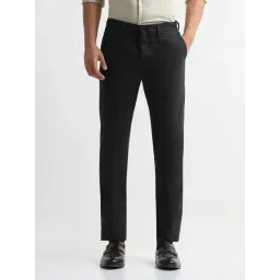 Arrow New York Black Regular Fit Self Pattern Trousers-picture-11