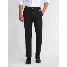 Arrow New York Black Slim Fit Self Pattern Trousers-picture-28