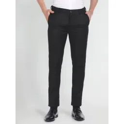 Arrow New York Black Slim Fit Striped Trousers-picture-28