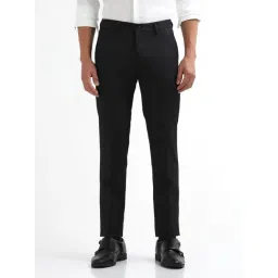 Arrow New York Black Solid Regular Fit Trousers-picture-19