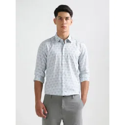 Arrow New York Blue Cotton Slim Fit Geometric Shirt-picture-33