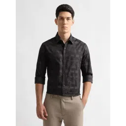 Arrow New York Brown Cotton Slim Fit Self Pattern Shirt-picture-10