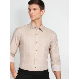 Arrow New York Brown Cotton Slim Fit Self Pattern Shirt image 4