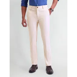 Arrow New York Cream Slim Fit Self Pattern Trousers-picture-35