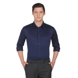 Arrow New York Dark Blue Cotton Slim Fit Shirt-picture-13