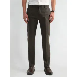 Arrow New York Dark Brown Slim Fit Texture Trousers-picture-32