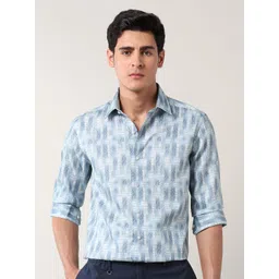 Arrow New York Geometric Printed Spread Collar Pure Cotton Slim Fit Formal Shirt-picture-22