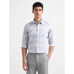 Arrow New York Grey Cotton Slim Fit Printed Shirt-picture-23