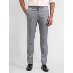 Arrow New York Grey Slim Fit Self Pattern Trousers-picture-43