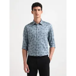 Arrow New York Light Blue Cotton Slim Fit Floral Print Shirt-picture-14