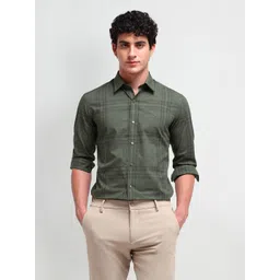 Arrow New York Men Comfort Spread Collar Buffalo Checked Cotton Slim Fit Formal Shirt-picture-31