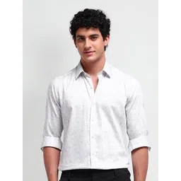 Arrow New York Men Comfort Spread Collar Geometric Printed Cotton Slim Fit Formal Shirt-picture-42