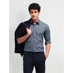 Arrow New York Men Comfort Spread Collar Windowpane Checked Cotton Slim Fit Formal Shirt-picture-42