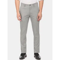 Arrow New York Men Grey Textured Slim Fit Trousers-image-24