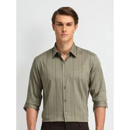 Arrow New York Men Manhattan Spread Collar Vertical Striped Cotton Slim Fit Formal Shirt-picture-16