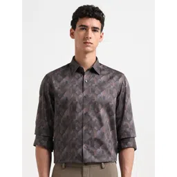 Arrow New York Men Slim Fit Geometric Printed Spread Collar Pure Cotton Formal Shirt-picture-32