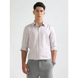 Arrow New York Men Slim Fit Vertical Striped Spread Collar Formal Cotton Shirt-picture-30