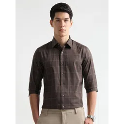 Arrow New York Men Slim Fit Windowpane Checks Checked Casual Shirt-picture-15