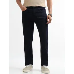Arrow New York Navy Blue Cotton Solid Regular Fit Jeans-picture-43