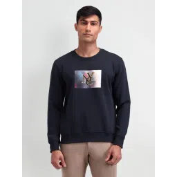 Arrow New York Navy Cotton Regular Fit Printed Sweatshirt-picture-35
