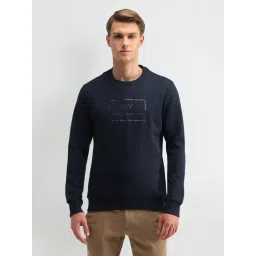 Arrow New York Navy Cotton Regular Fit Printed Sweatshirt-picture-38