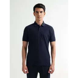 Arrow New York Navy Cotton Regular Fit Texture Polo T-Shirt-picture-40