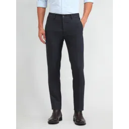 Arrow New York Navy Slim Fit Self Pattern Trousers-picture-24