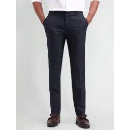Arrow New York Navy Slim Fit Texture Trousers-picture-17