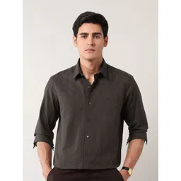 Arrow New York Self Design Spread Collar Slim Fit Formal Cotton Shirt-picture-14