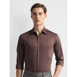 Arrow New York Slim Fit Vertical Stripes Twill Spread Collar Long Sleeves Formal Shirt-picture-29