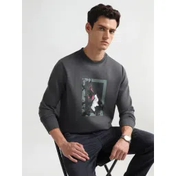 Arrow Newyork Grey Cotton Regular Fit Graphic Print Sweatshirt-image-20