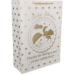 Arrow Paper Products Golden Hearts Paper Gift Bags for Baby Shower Return Gift, Small Presents (Size- 20.32 x 7.62 x 27.94 cm | Pack of 40)-picture-10