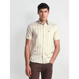 arrow sport Arrow Sports Beige Cotton Regular Fit Striped Shirt-picture-17