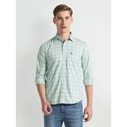 arrow sport Arrow Sports Blue Cotton Slim Fit Checks Shirt-picture-14