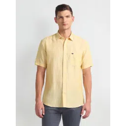 arrow sport Arrow Sports Yellow Linen Regular Fit Shirt-picture-23