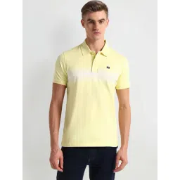 arrow sport Arrow Sports Yellow Regular Fit Striped Polo T-Shirt-picture-13