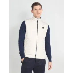 Arrow Sport Beige & Navy Regular Fit Quilted Jacket-picture-17