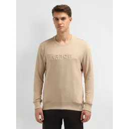 Arrow Sport Beige Cotton Regular Fit Logo Printed Sweatshirt-picture-33