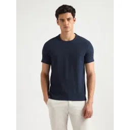 Arrow Sport Blue Cotton Regular Fit Self Pattern T-Shirt-picture-45