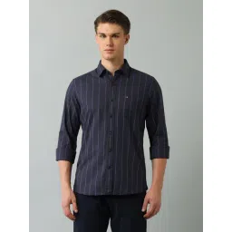 Arrow Sport Blue Cotton Slim Fit Striped Shirt-picture-26