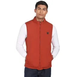 Arrow Sport Dark Red And Blue Cotton Regular Fit Quilted Reversible Jacket-picture-19