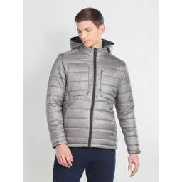 Arrow Sport Grey & Navy Regular Fit Hooded Jacket-picture-37
