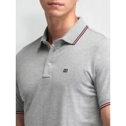 Arrow Sport Grey Cotton Regular Fit Polo T-Shirt image 4