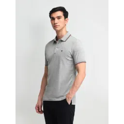 Arrow Sport Grey Cotton Regular Fit Polo T-Shirt image 3