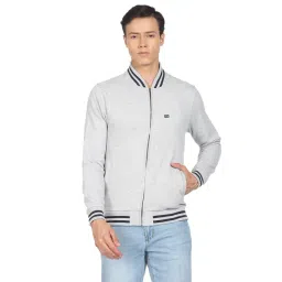 Arrow Sport Grey Cotton Regular Fit Striped Bomber Jacket-picture-21