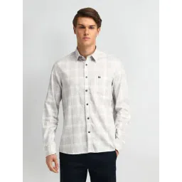 Arrow Sport Grey Cotton Tailored Fit Checks Shirt-picture-12