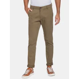 Arrow Sport Men Brown Solid Cotton Slim Fit Regular Trousers-picture-13